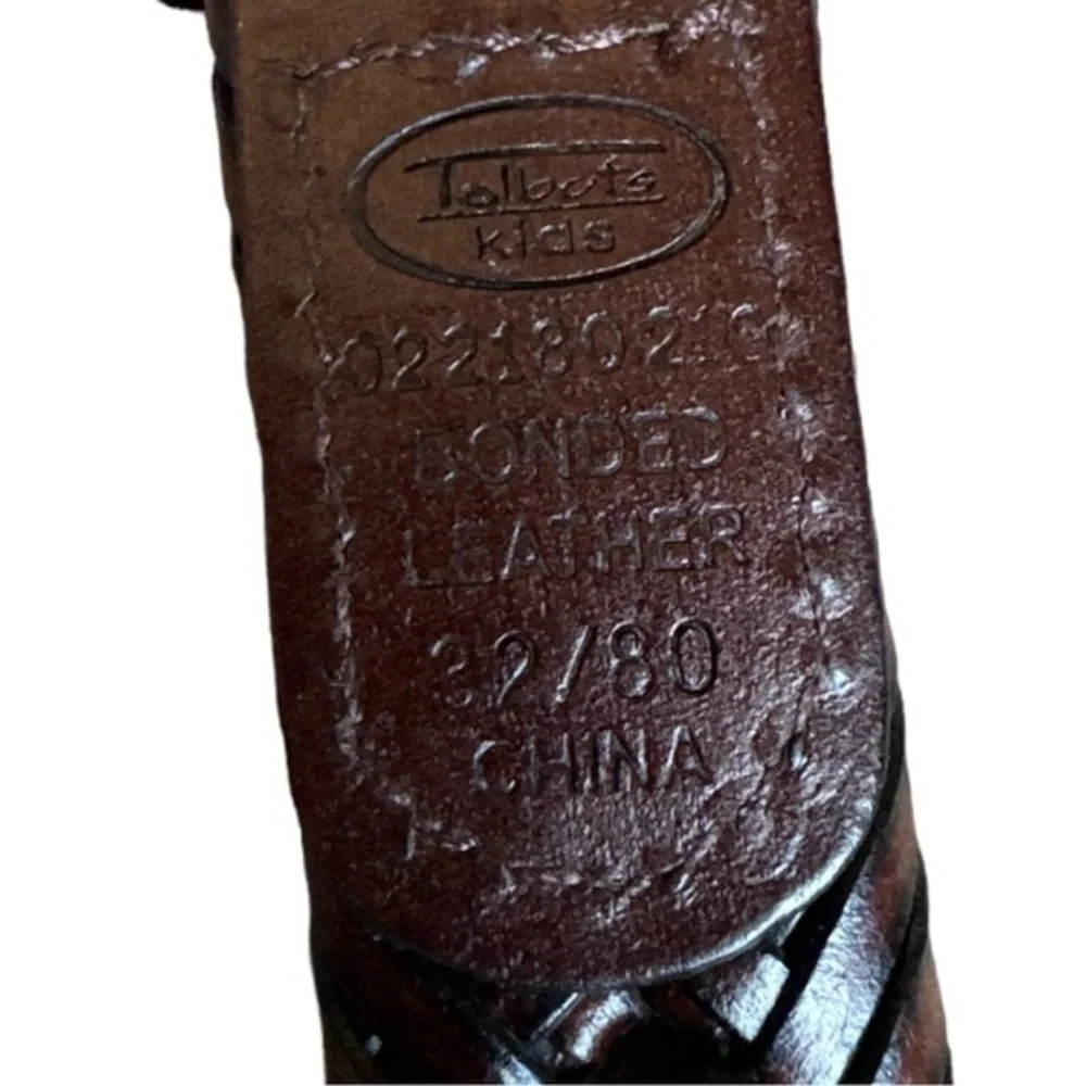 2 belts for young man, 1 Talbots dark, brown, bonded, braided leather